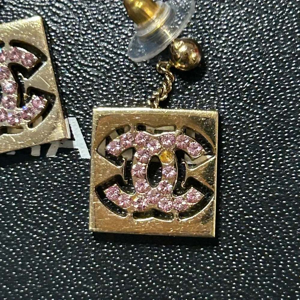 CHANEL CoCo Mark Gold & Pink Earrings‎